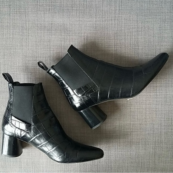 Zara Mock Croc high heel Chelsea boots size 37 EUR 6.5 US - Picture 3 of 8